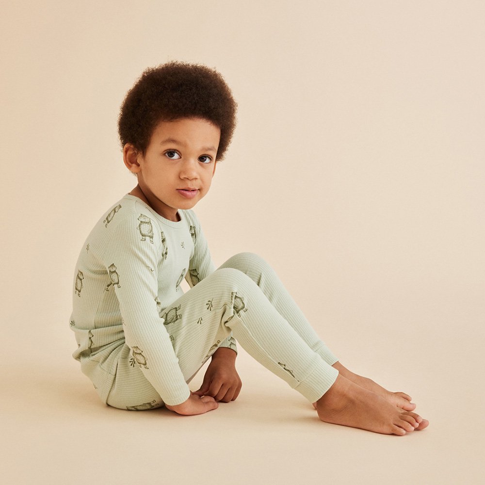 Wilson and Frenchy Bear Hug Organic Rib Long Sleeve Pyjamas ウィルソン アンド フレンチー 長袖リブパジャマ（ベアハグ）