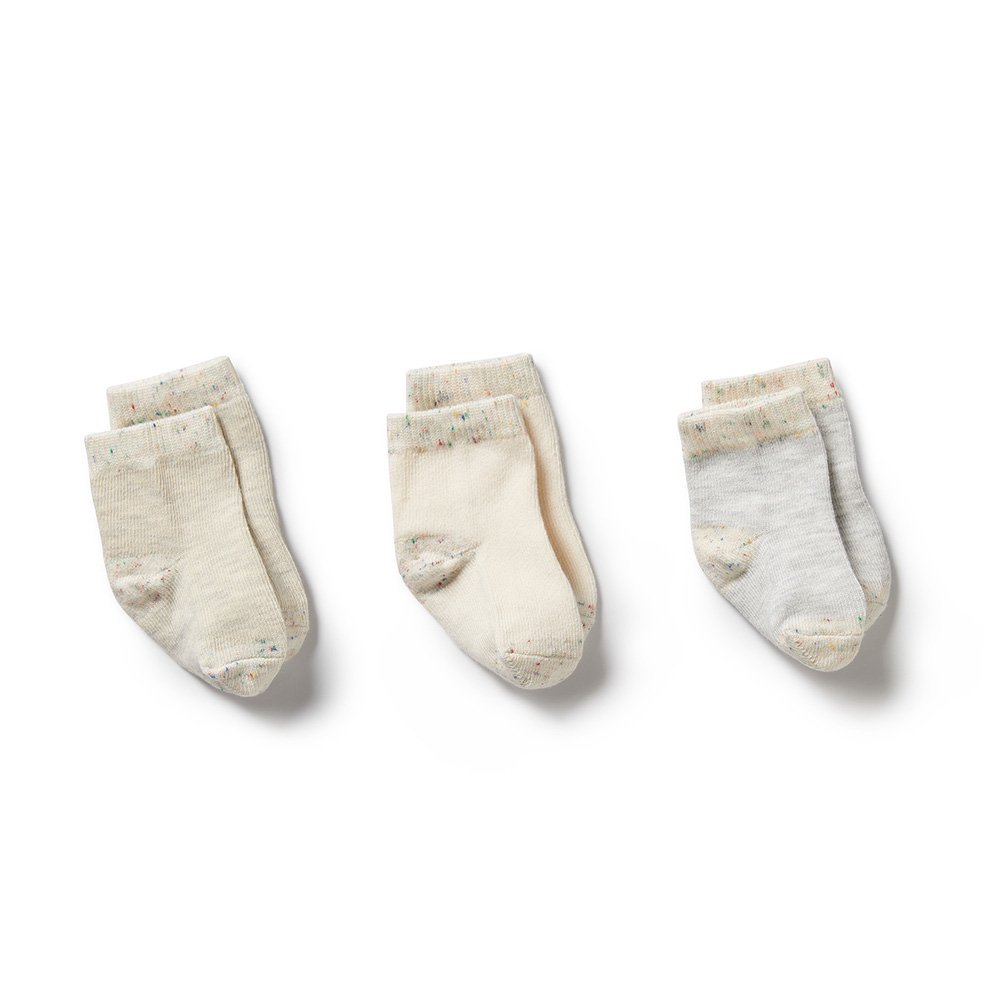 Wilson and Frenchy Organic 3 Pack Baby Socks Cream, Oatmeal, Grey Cloud ソックス3足セット（クリーム系）