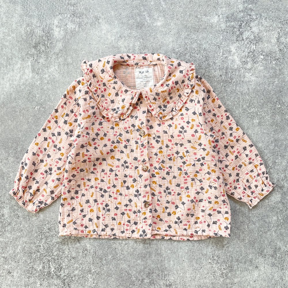 Play Up Organic cotton tunic with front opening Memories プレイアップ 襟付き長袖チュニック（メモリーズ）